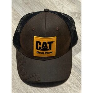 CAT Caterpillar‎ Diesel Power Trucker Hat Mesh Cap Brown Yellow Logo